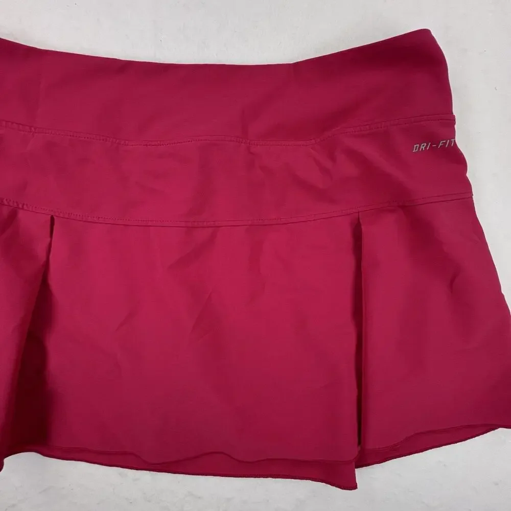 Nike Tennis Skort Womens Medium Pink Dri-FIT Pleated Athletic Lined Stretch
